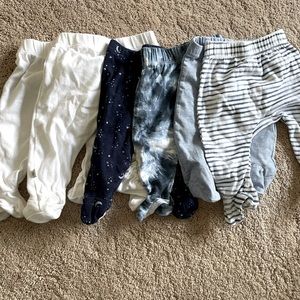 NB footie pants, Honest Brand, six pairs